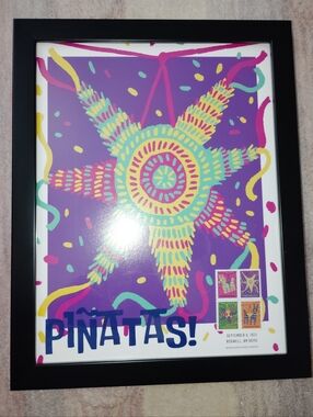 Usps Framed Purple Piñatas! Star Print Roswell, NM Stamp Series Sept 8 2023
